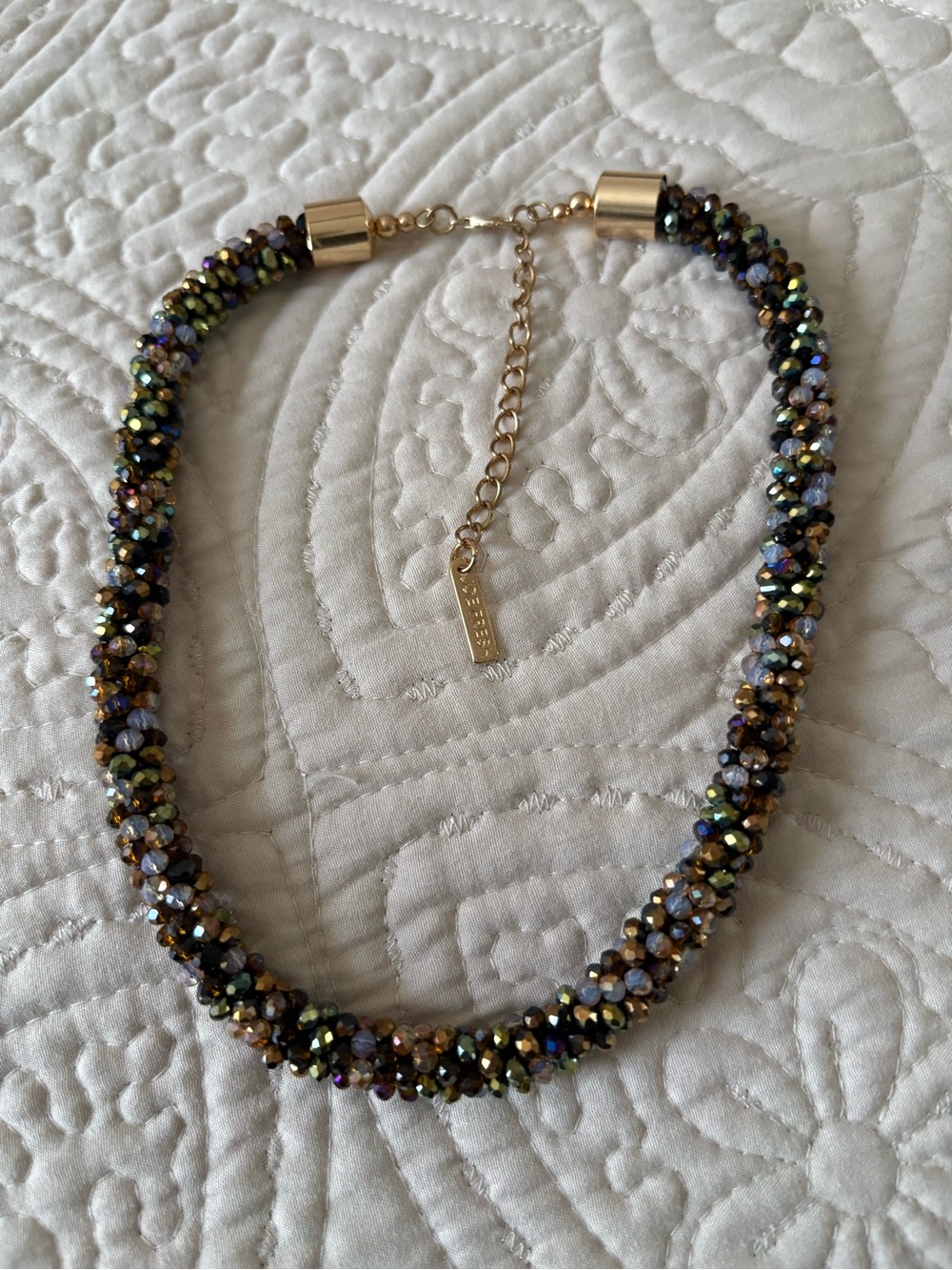 Gold-Tone Multicolor Bead Statement Necklace